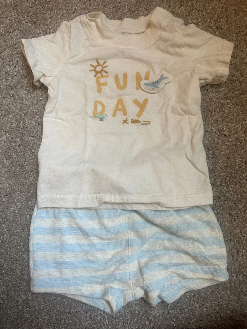 Carter’s Cream and Light Blue Kids Set - FUN DAY
